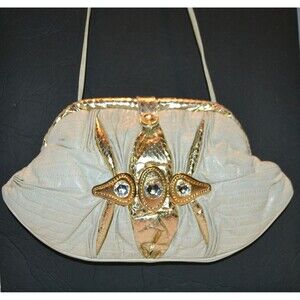 Vintage Handbag Shoulder Purse Metallic Gold Pop Culture Couture Emilio